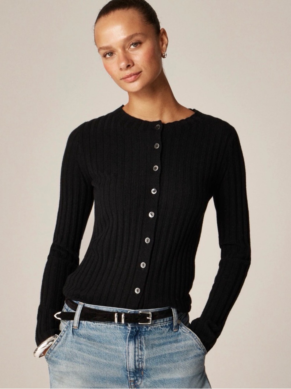 J crew M Wide-rib cashmere cardigan CO325